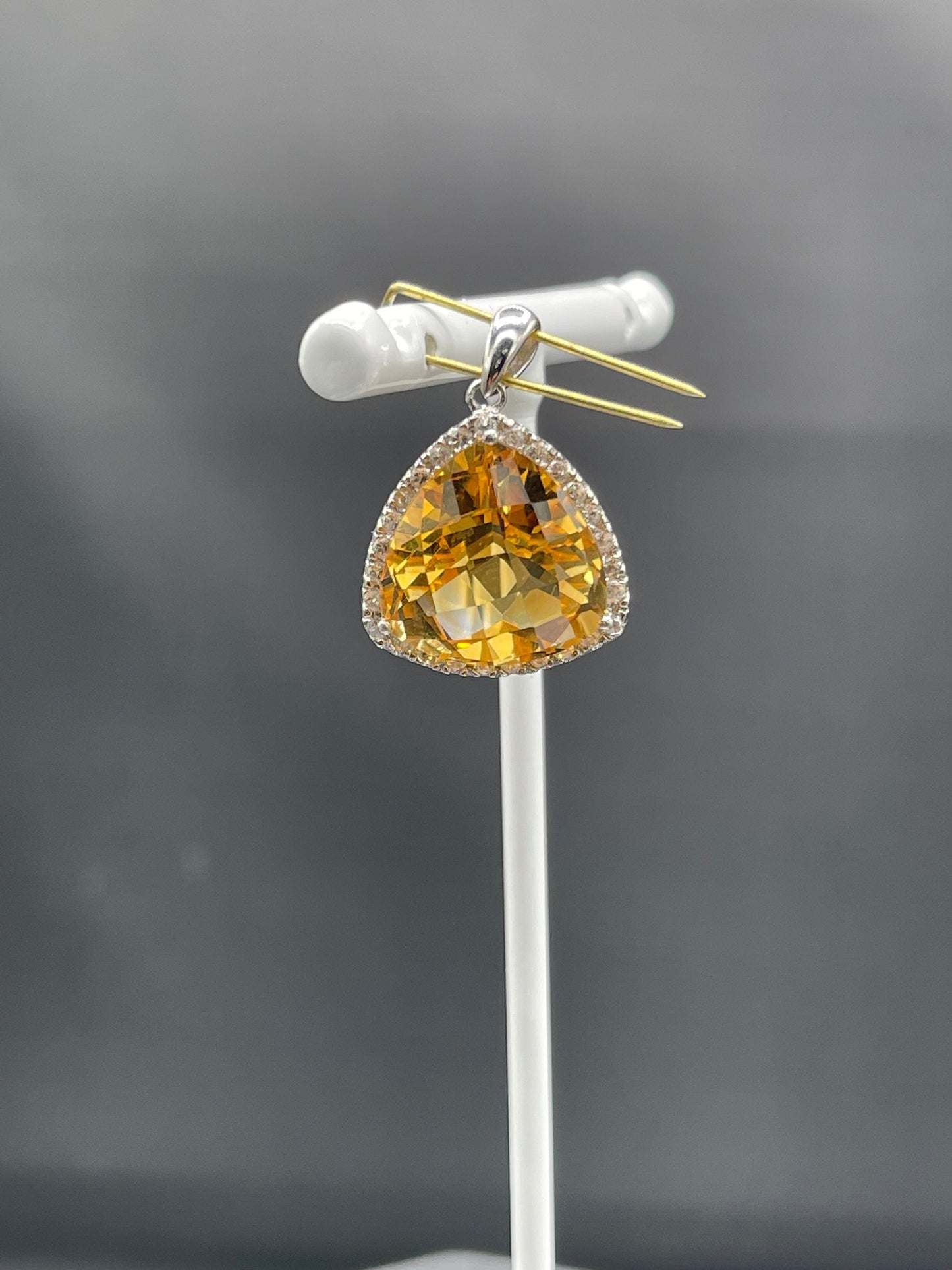 11.50 Carat Citrine & White Topaz Sterling Silver Pendant