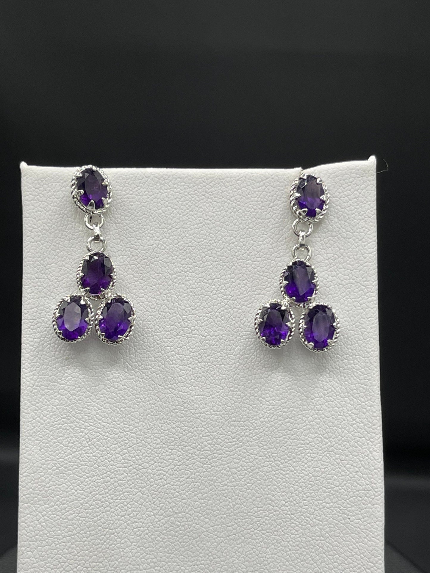 Zambian Amethyst Dangle Sterling Silver Earrings