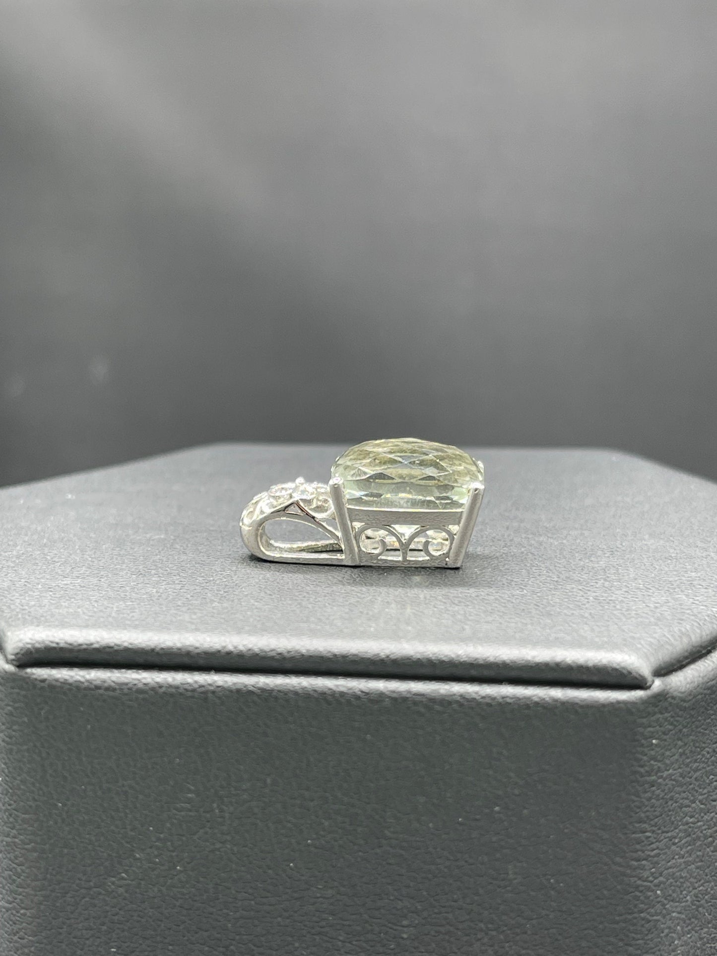 9.50 Carat Green Amethyst & White Topaz Sterling Silver Pendant