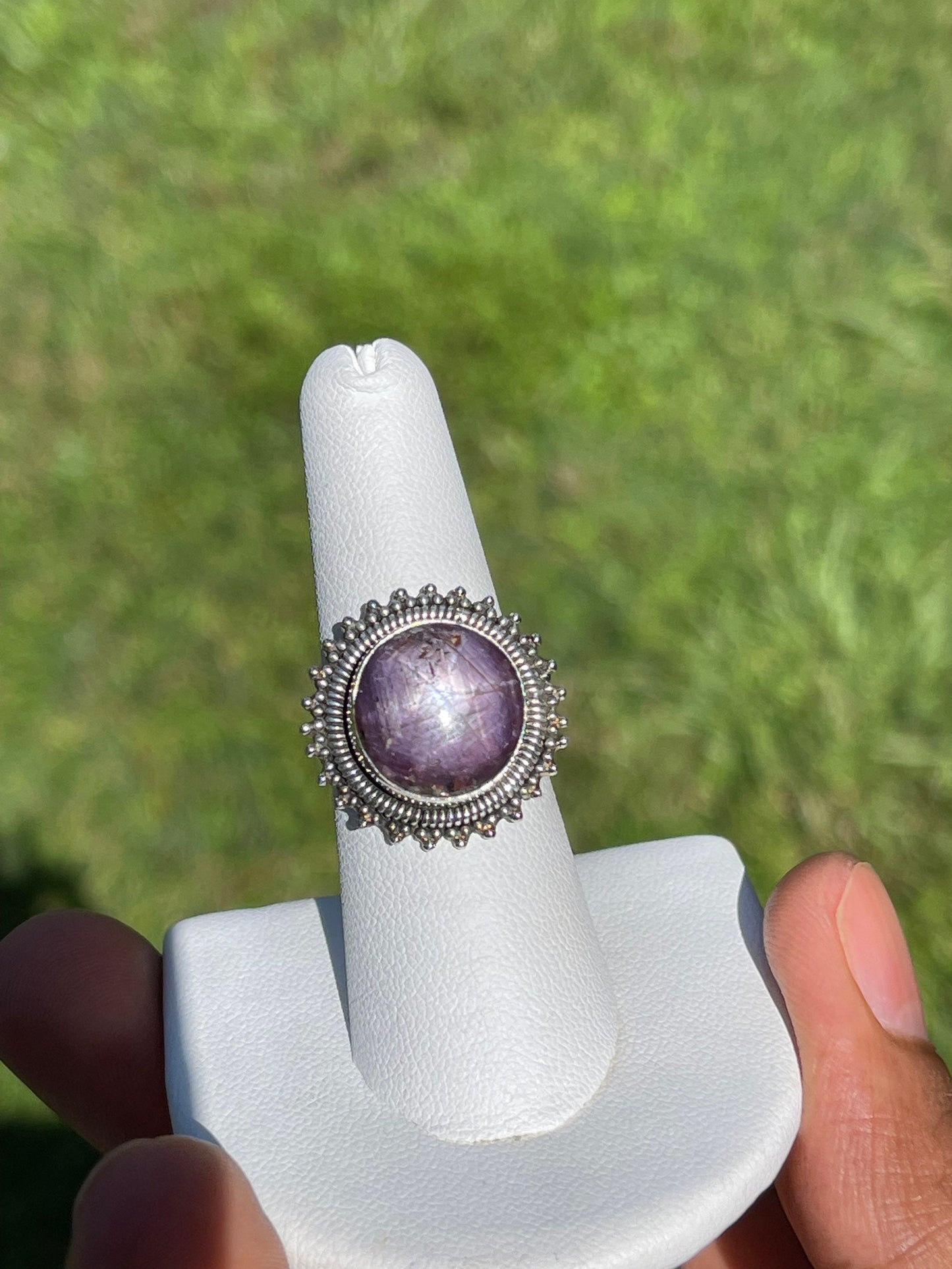 Natural Star Ruby Bezel Set Ring (Size 7)