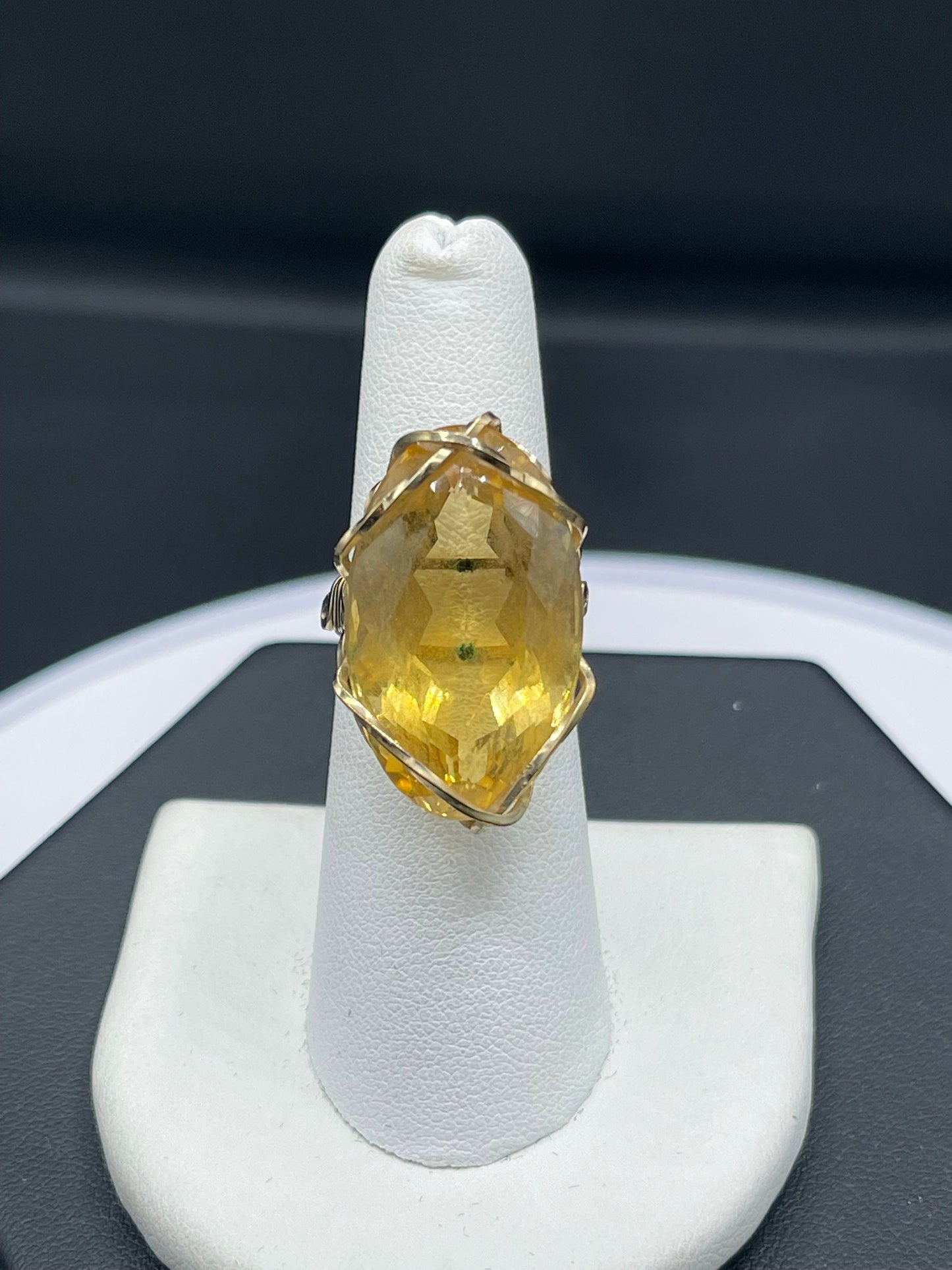 26 Carat Citrine 14k Gold Filled Wire Wrapped Handmade Ring (Size 6.25)