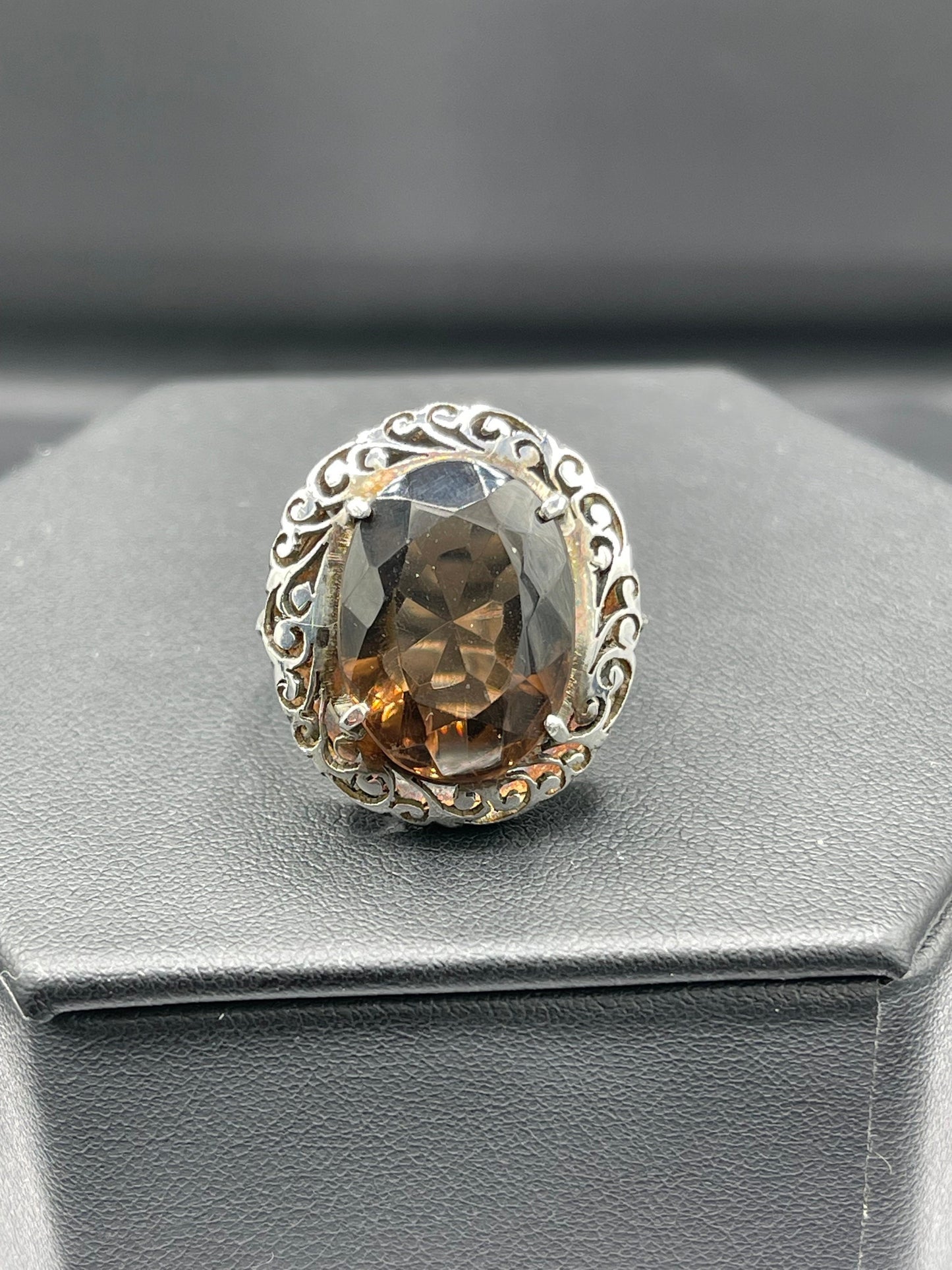 Smokey Quartz Sterling Silver Ring (Size 10)