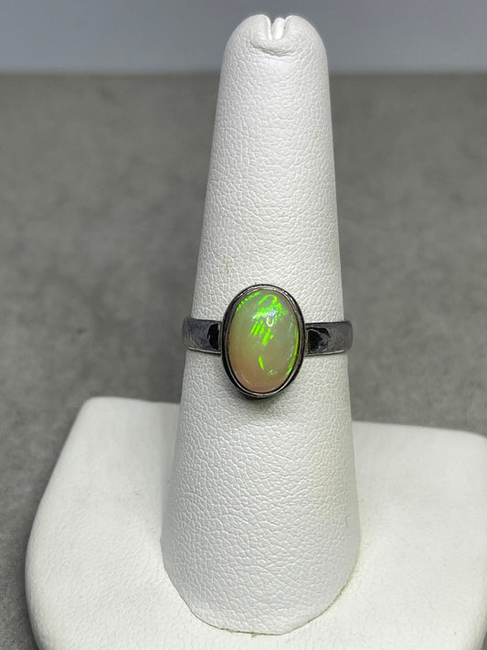 Natural Ethiopian Opal Sterling Silver Ring (Size 7.5)