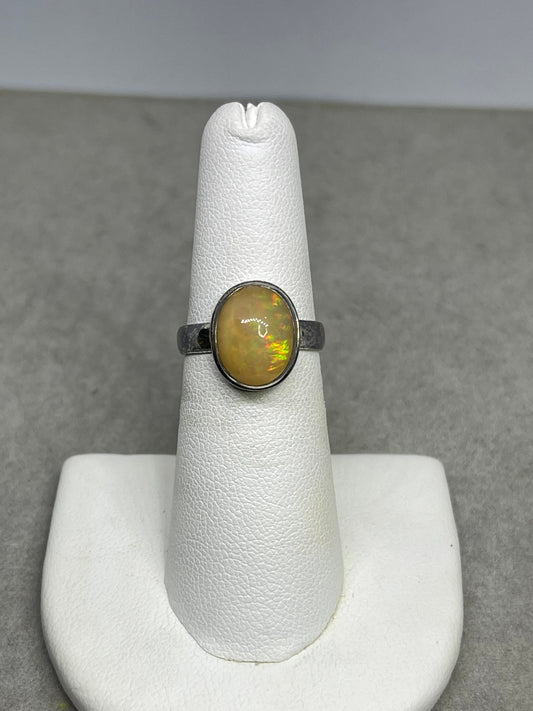 Natural Ethiopian Opal Sterling Silver Ring (Size 6)