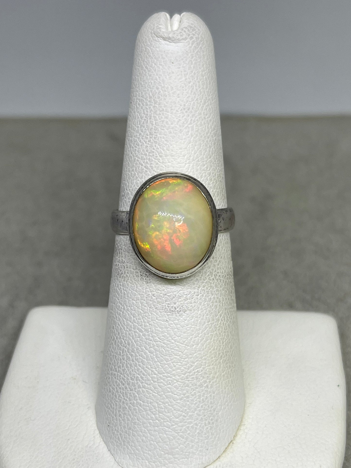 Natural Ethiopian Opal Sterling Silver Ring (Size 6.5)