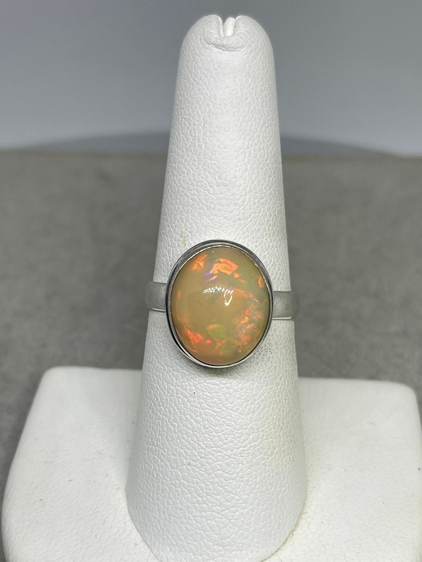 Natural Ethiopian Opal Sterling Silver Ring (Size 7.5)