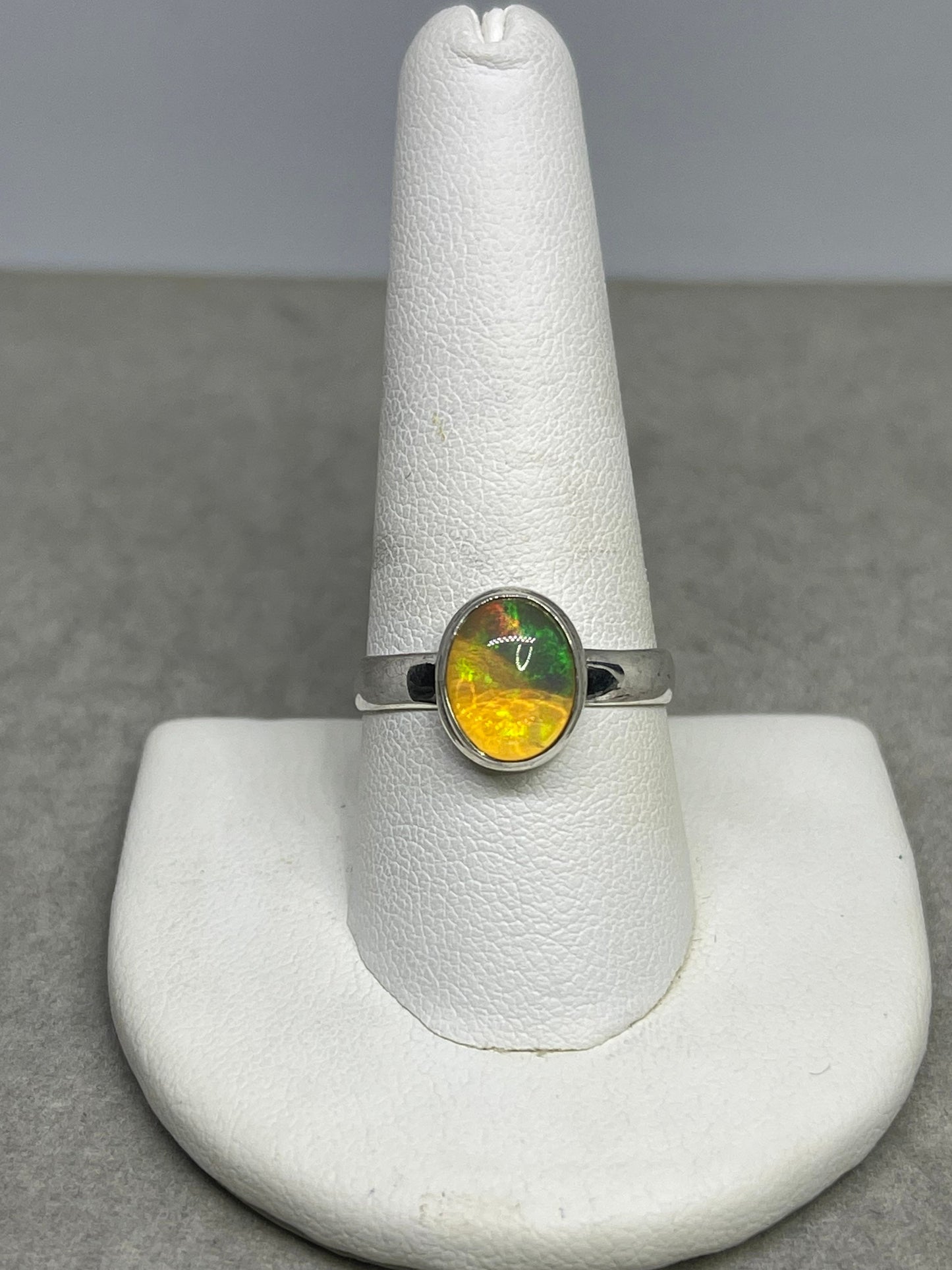 Natural Ethiopian Opal Sterling Silver Ring (Size 9.5)