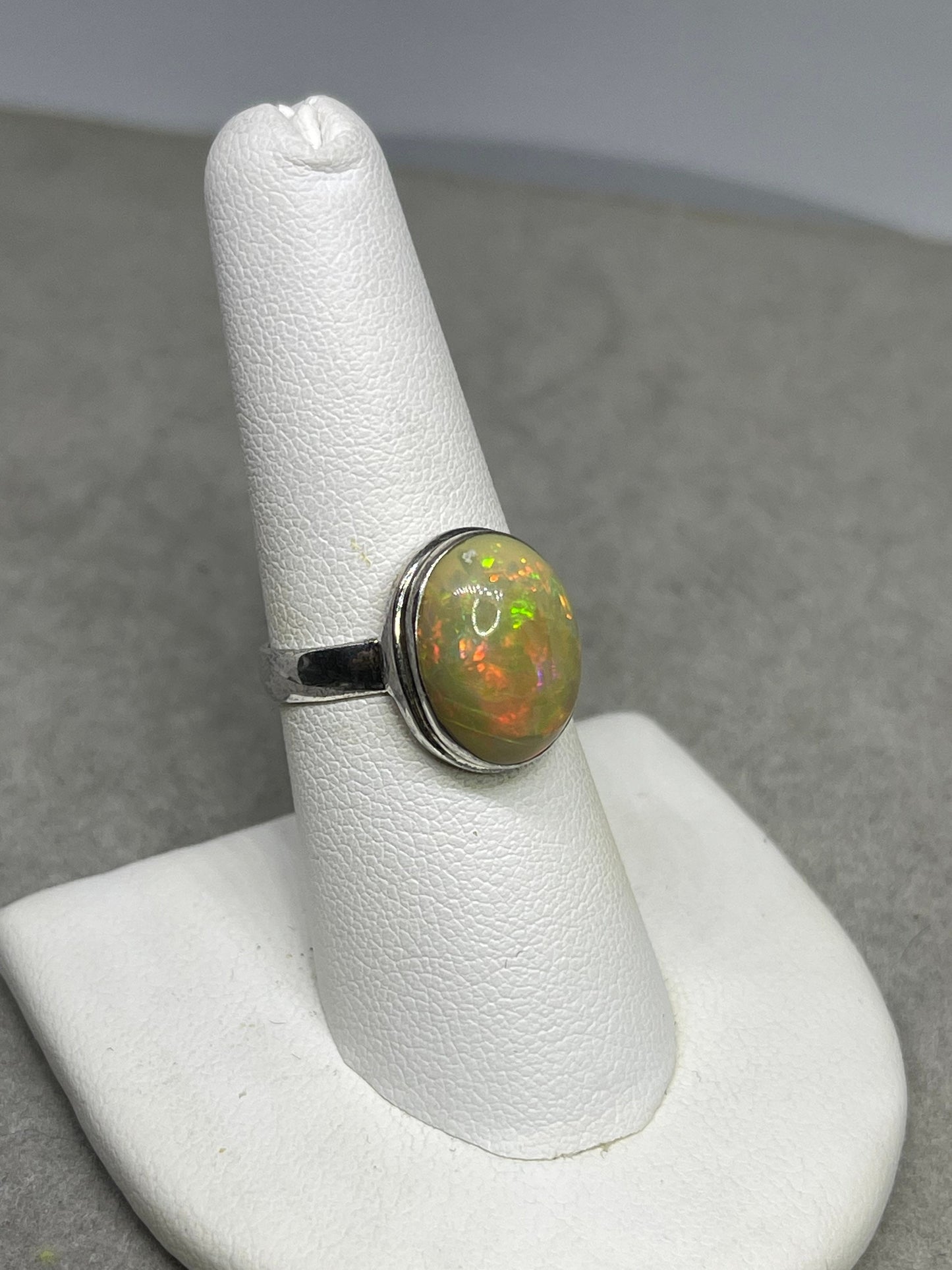 Natural Ethiopian Opal Sterling Silver Ring (Size 7.5)