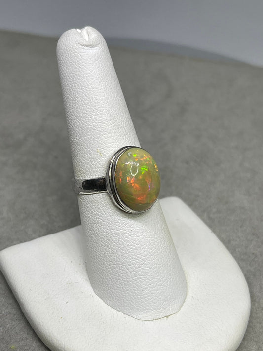 Natural Ethiopian Opal Sterling Silver Ring (Size 7.5)