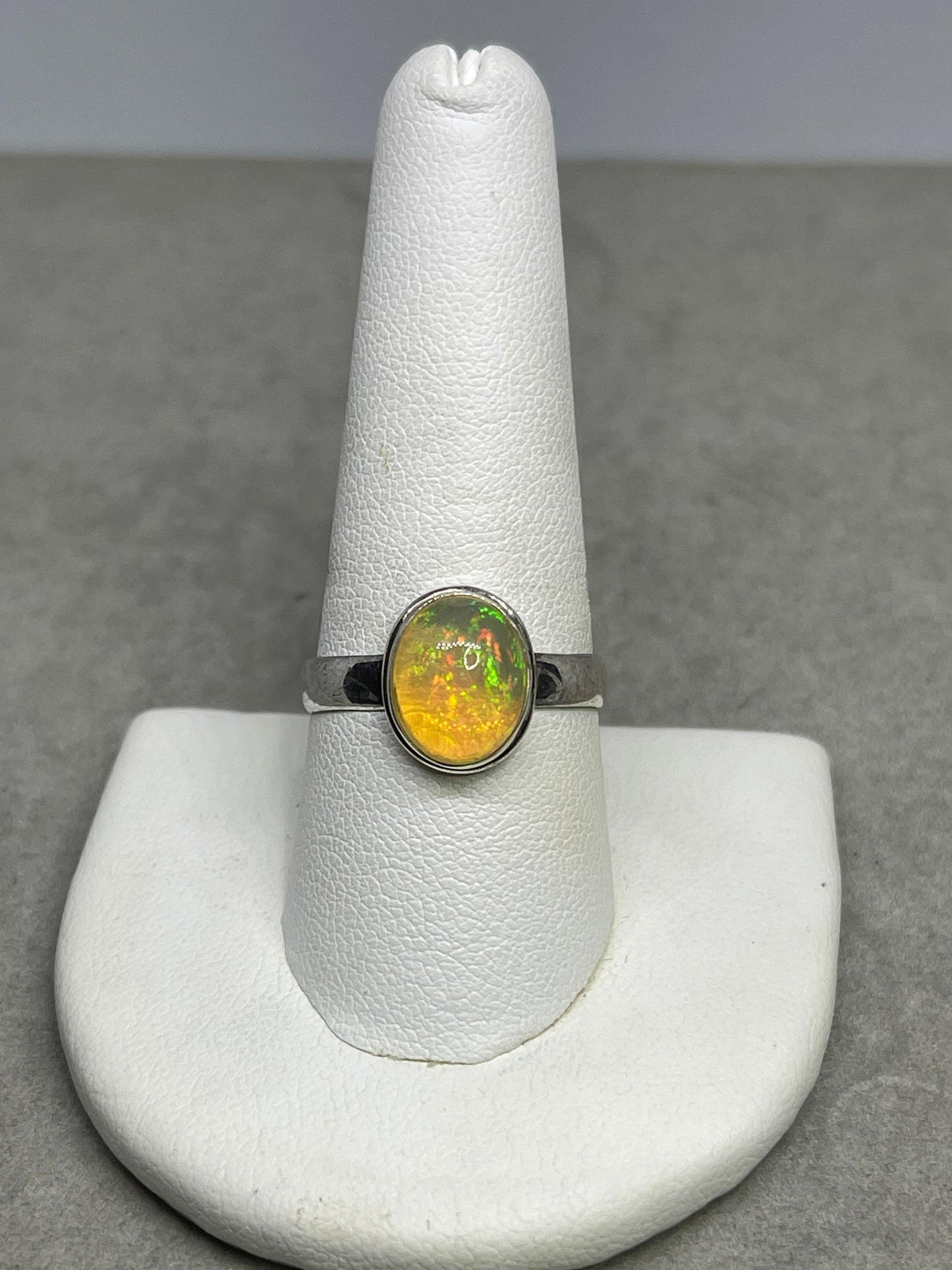 Natural Ethiopian Opal Sterling Silver Ring (Size 9.25)