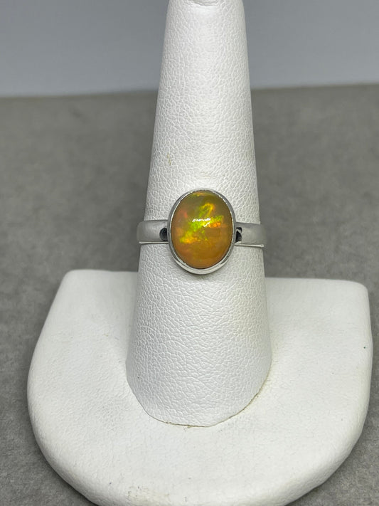 Natural Ethiopian Opal Sterling Silver Ring (Size 8.5)