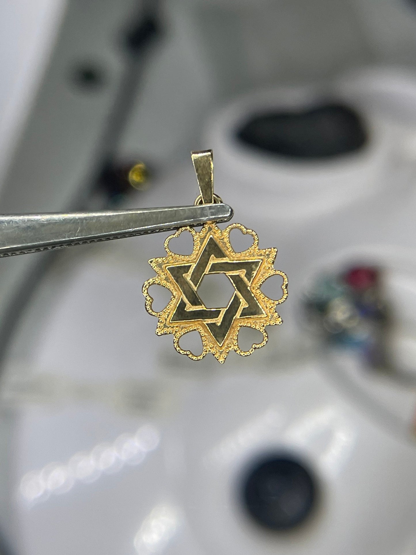 Star Of David 14k Yellow Gold Pendant