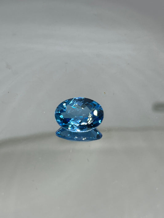 Neon Swiss Blue Topaz 14x10 Oval Checkerboard Cut Gemstone