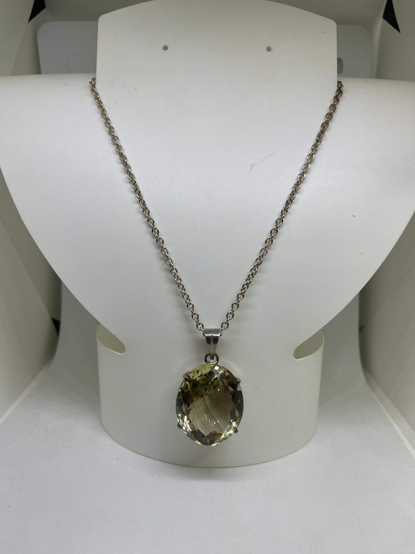 80+ Carat Lemon Quartz Sterling Silver Necklace