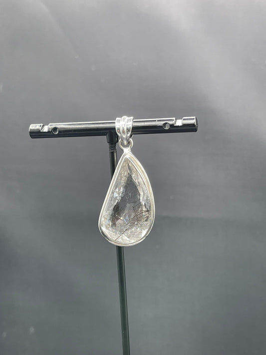 Pear Rutile Quartz Sterling Silver Pendant