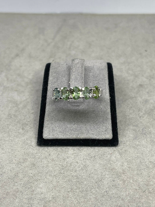 Natural Fancy Peridot Sterling Silver Ring (Size 6.25)