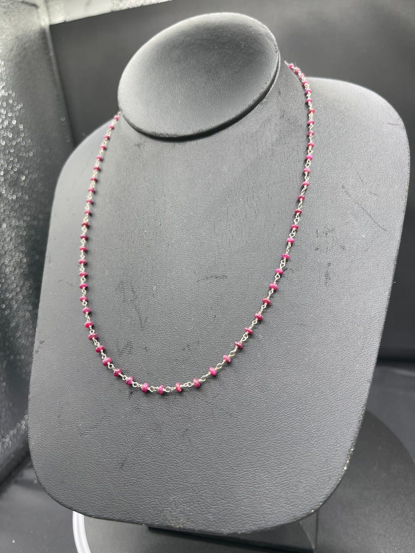 Natural Ruby Wire-Wrapped Sterling Silver Necklace