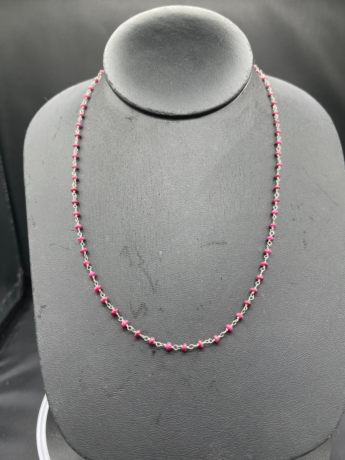 Natural Ruby Wire-Wrapped Sterling Silver Necklace