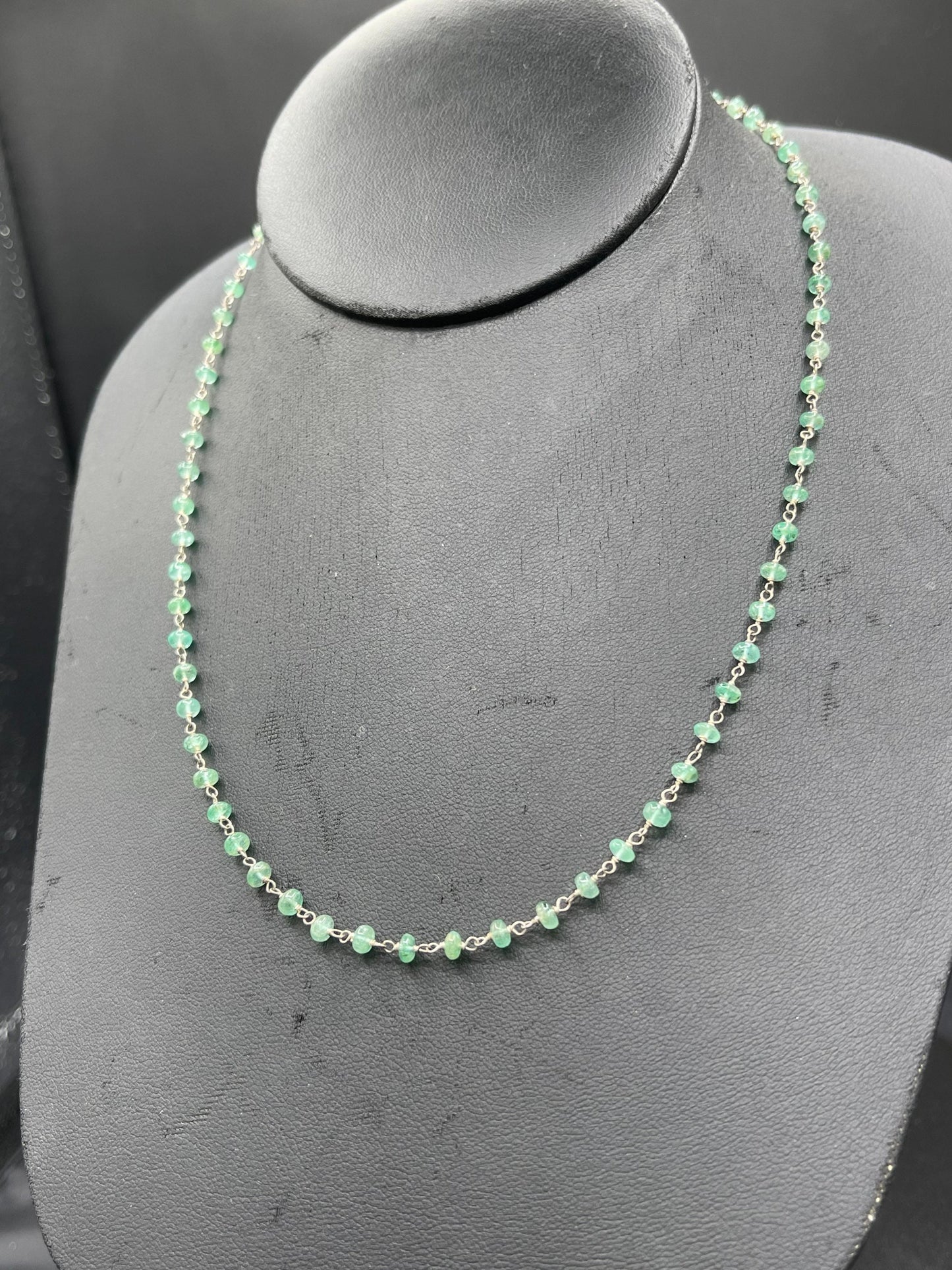 Natural Emerald Wire-Wrapped Sterling Silver Necklace