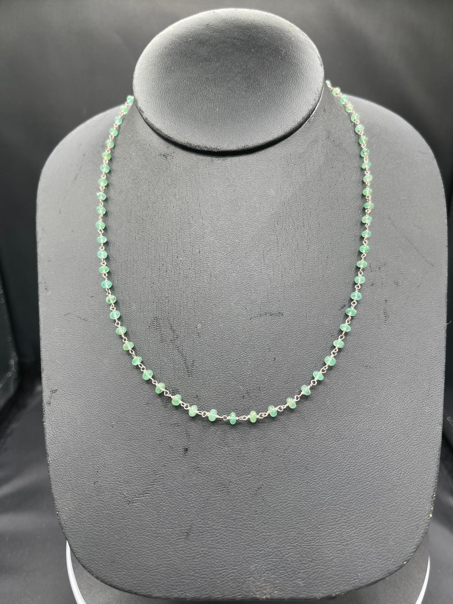 Natural Emerald Wire-Wrapped Sterling Silver Necklace