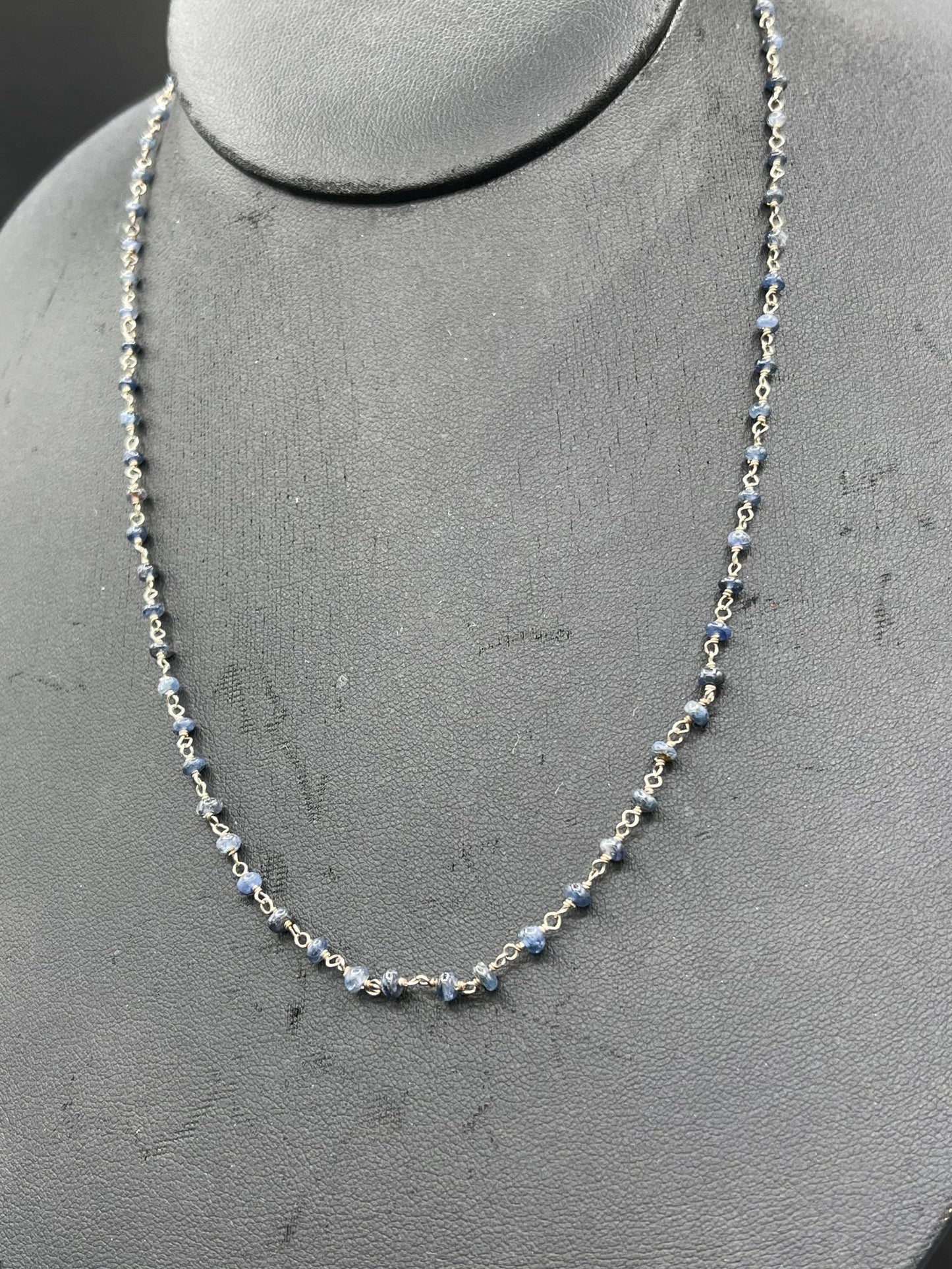 Natural Sapphire Wire-Wrapped Sterling Silver Necklace