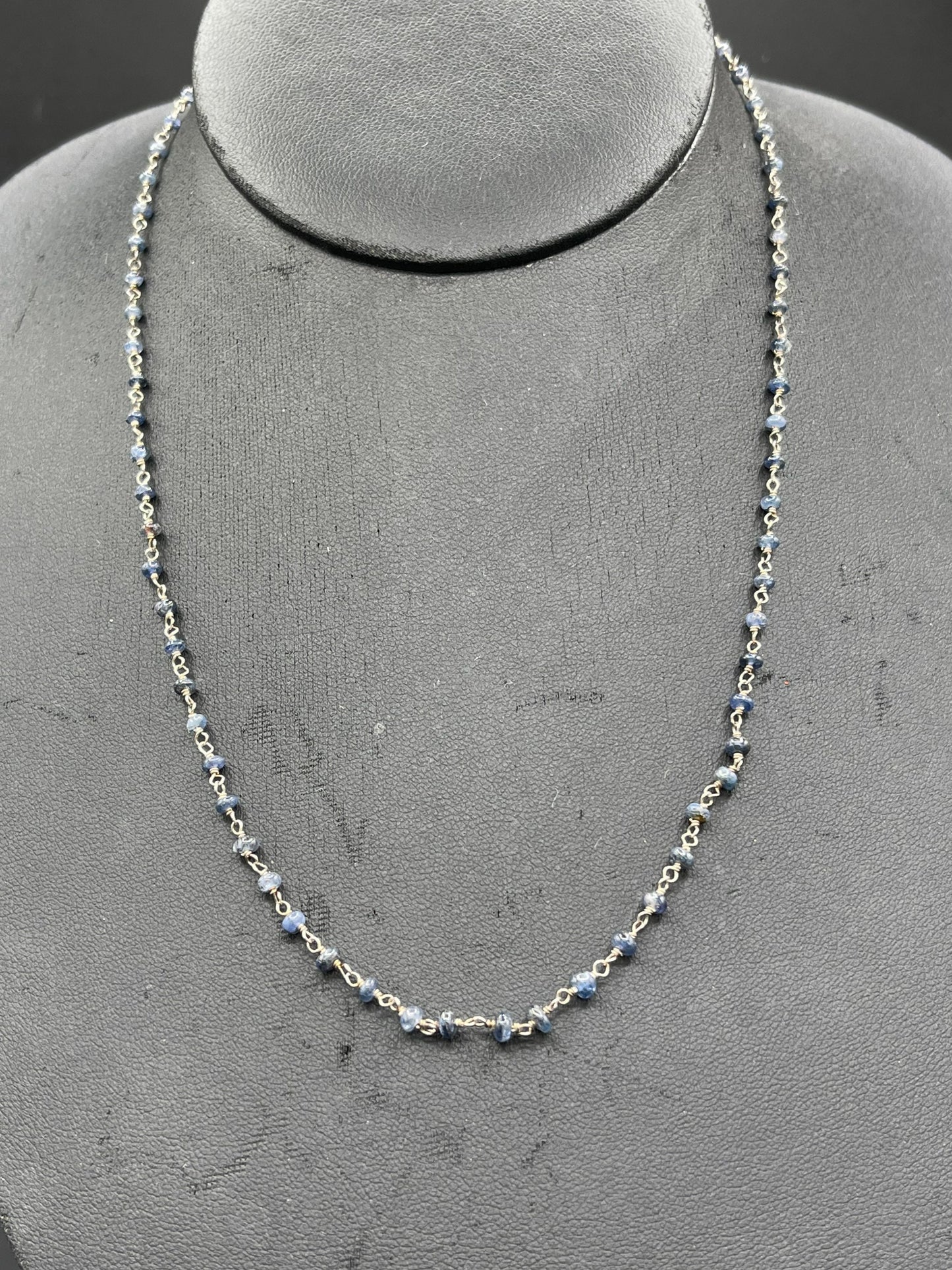 Natural Sapphire Wire-Wrapped Sterling Silver Necklace