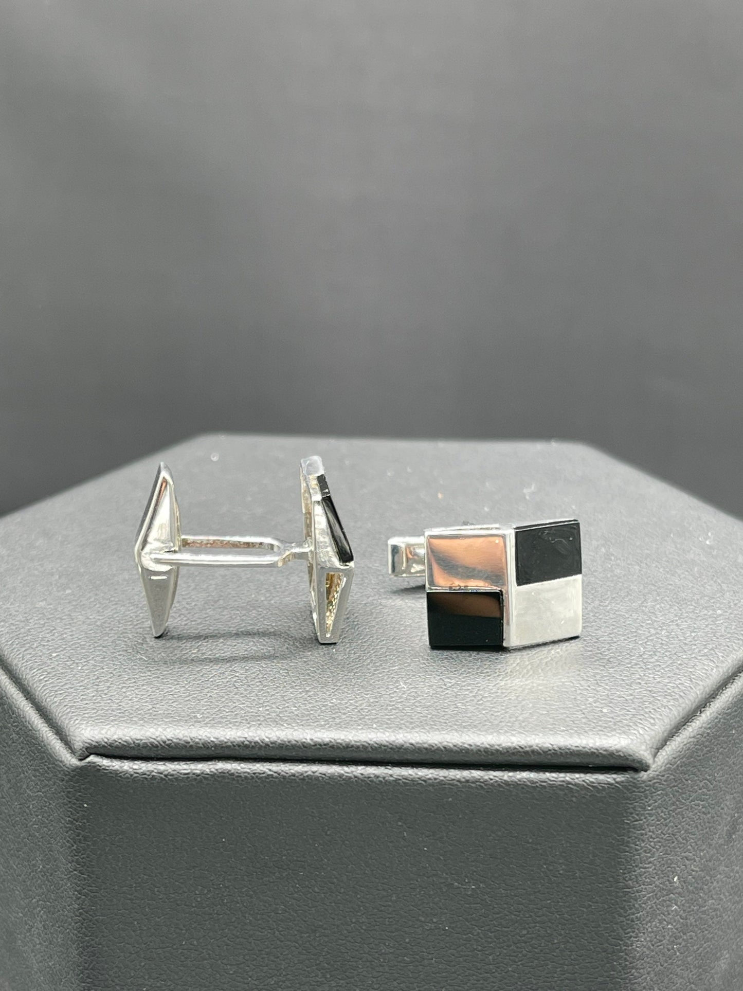 Natural Onyx Sterling Silver Square Cufflinks