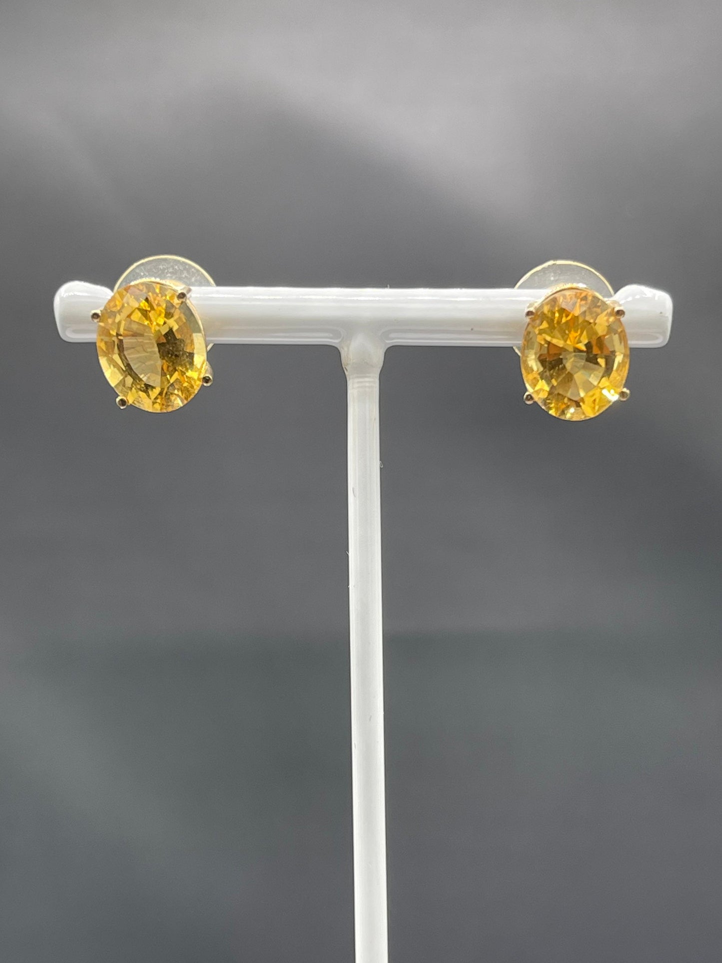 8.70 Carat Natural Citrine 14k Yellow Gold Stud Earrings