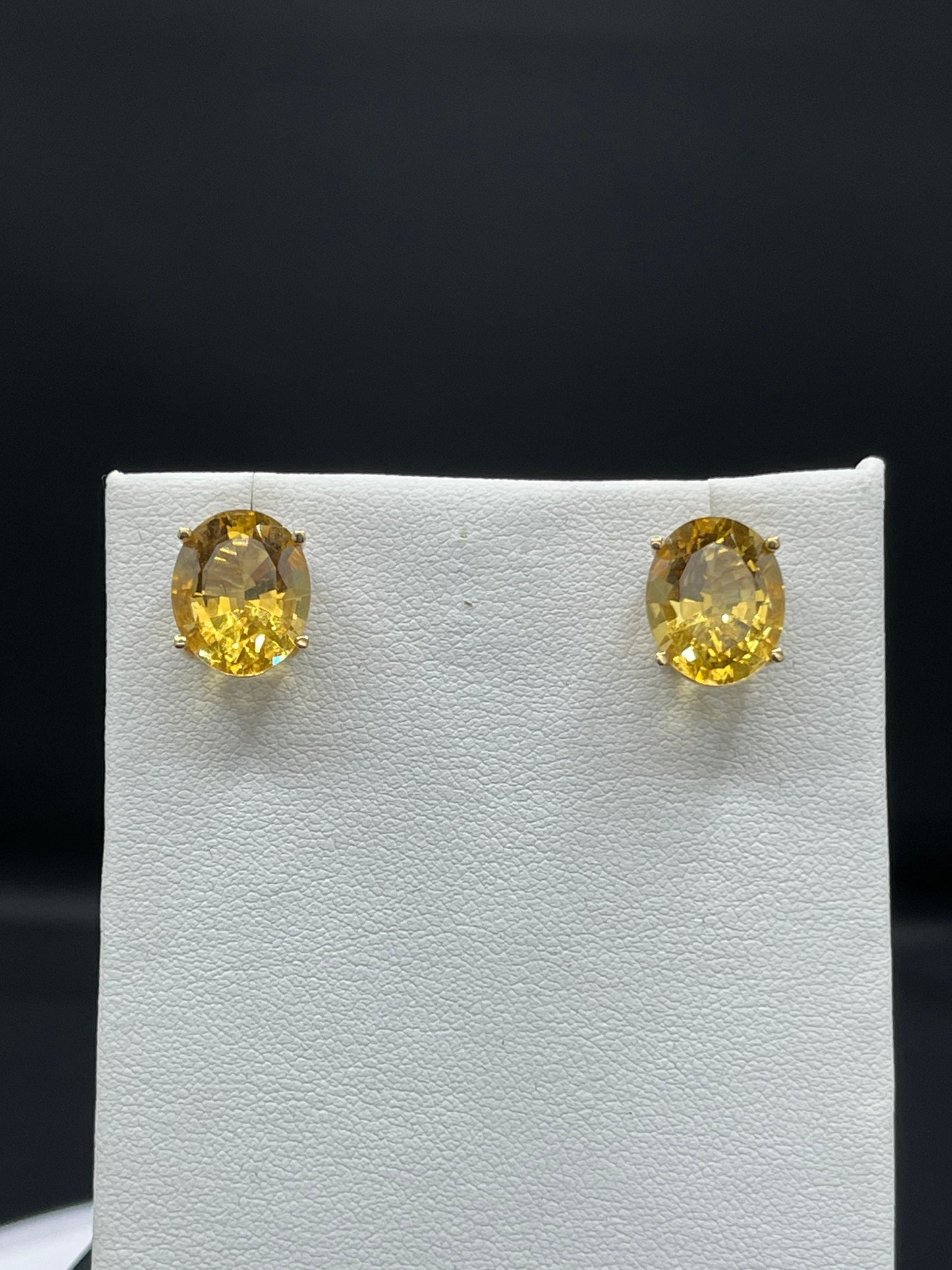 8.70 Carat Natural Citrine 14k Yellow Gold Stud Earrings