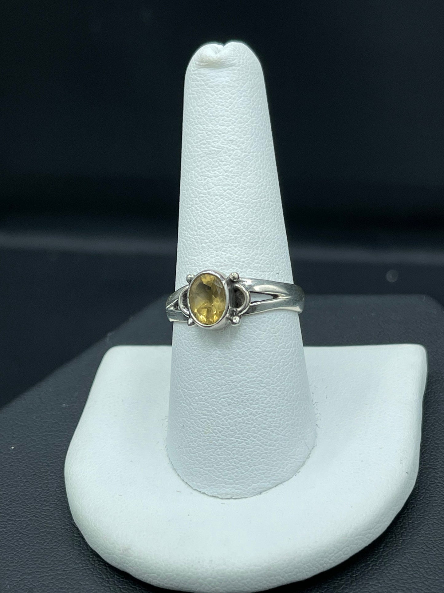 Natural Citrine Sterling Silver Ring (Size 8.75)
