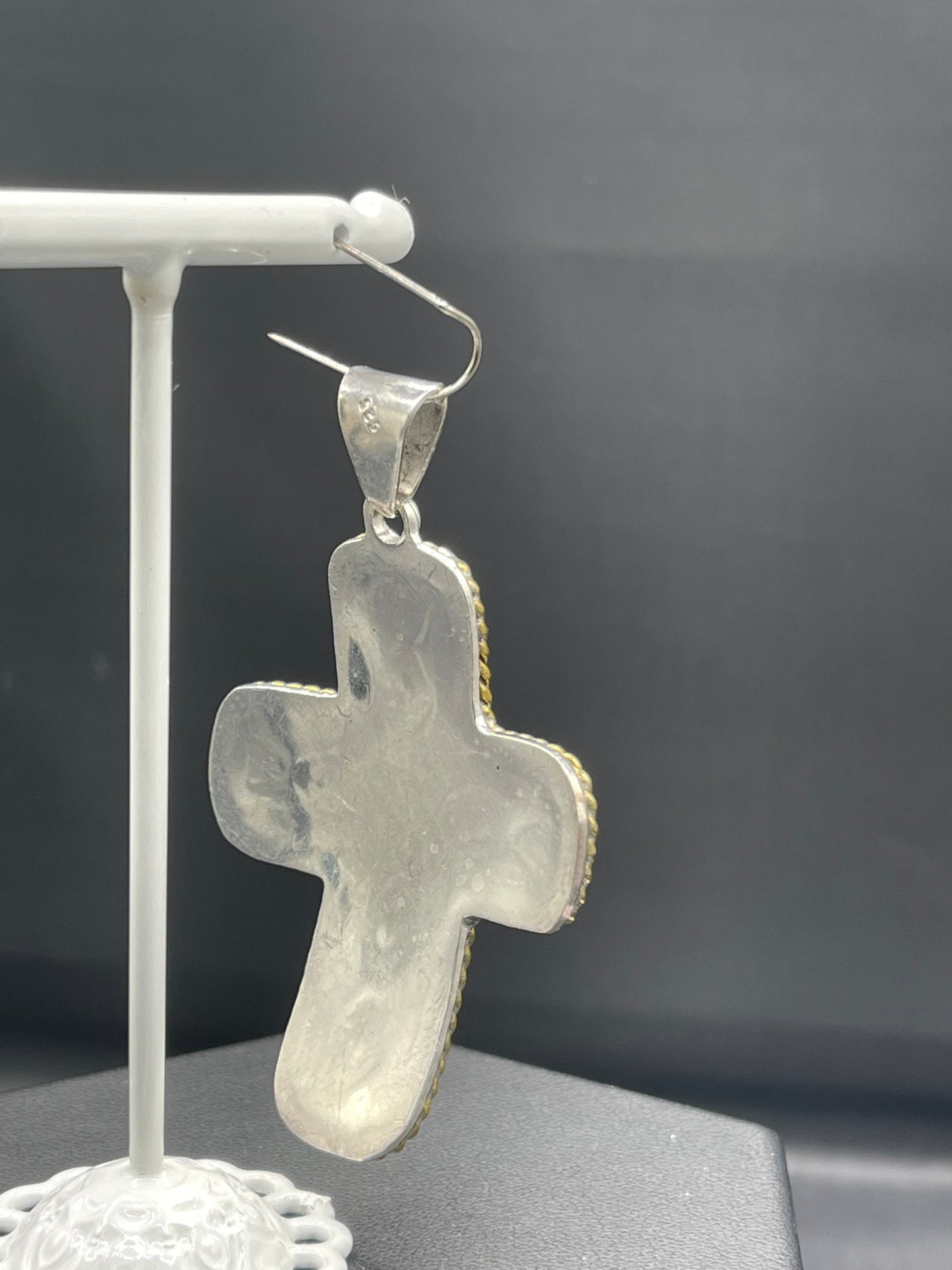 Large Handmade Sterling Silver Vermeil Cross Pendant