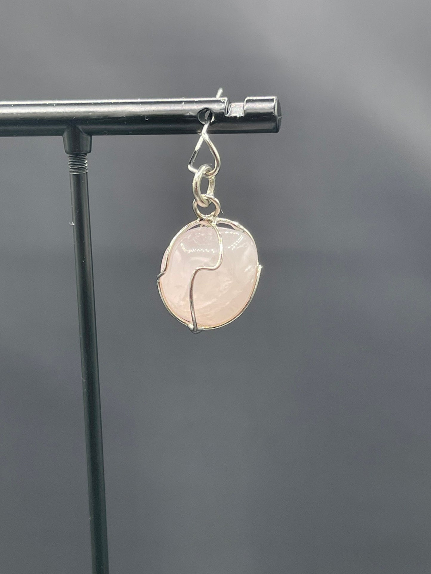 Natural Rose Quartz Sterling Silver Wire Wrapped Pendant