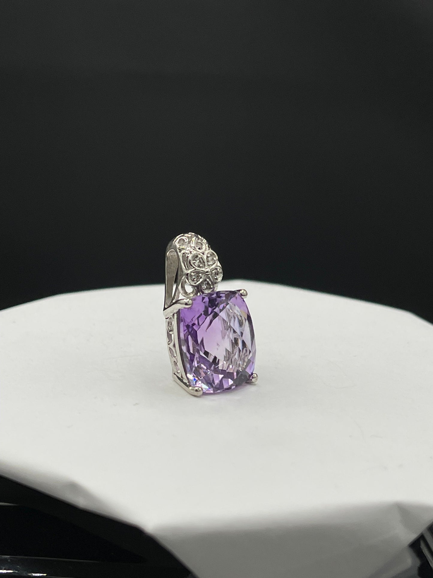 9.50 Carat Amethyst & White Topaz Sterling Silver Pendant