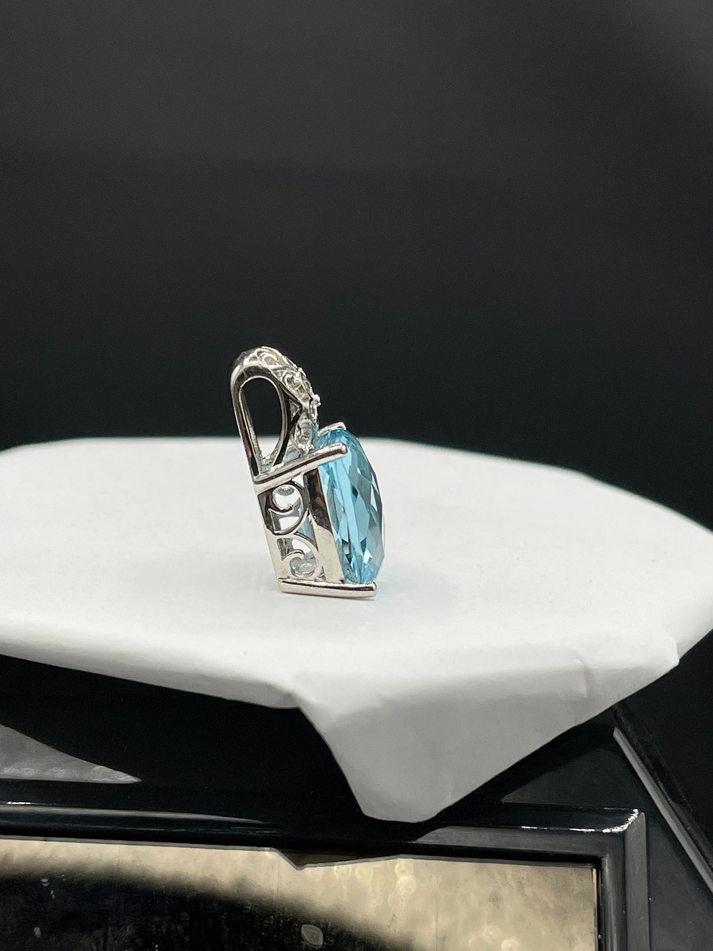 9.49 Carat Blue Topaz & White Topaz Sterling Silver Pendant