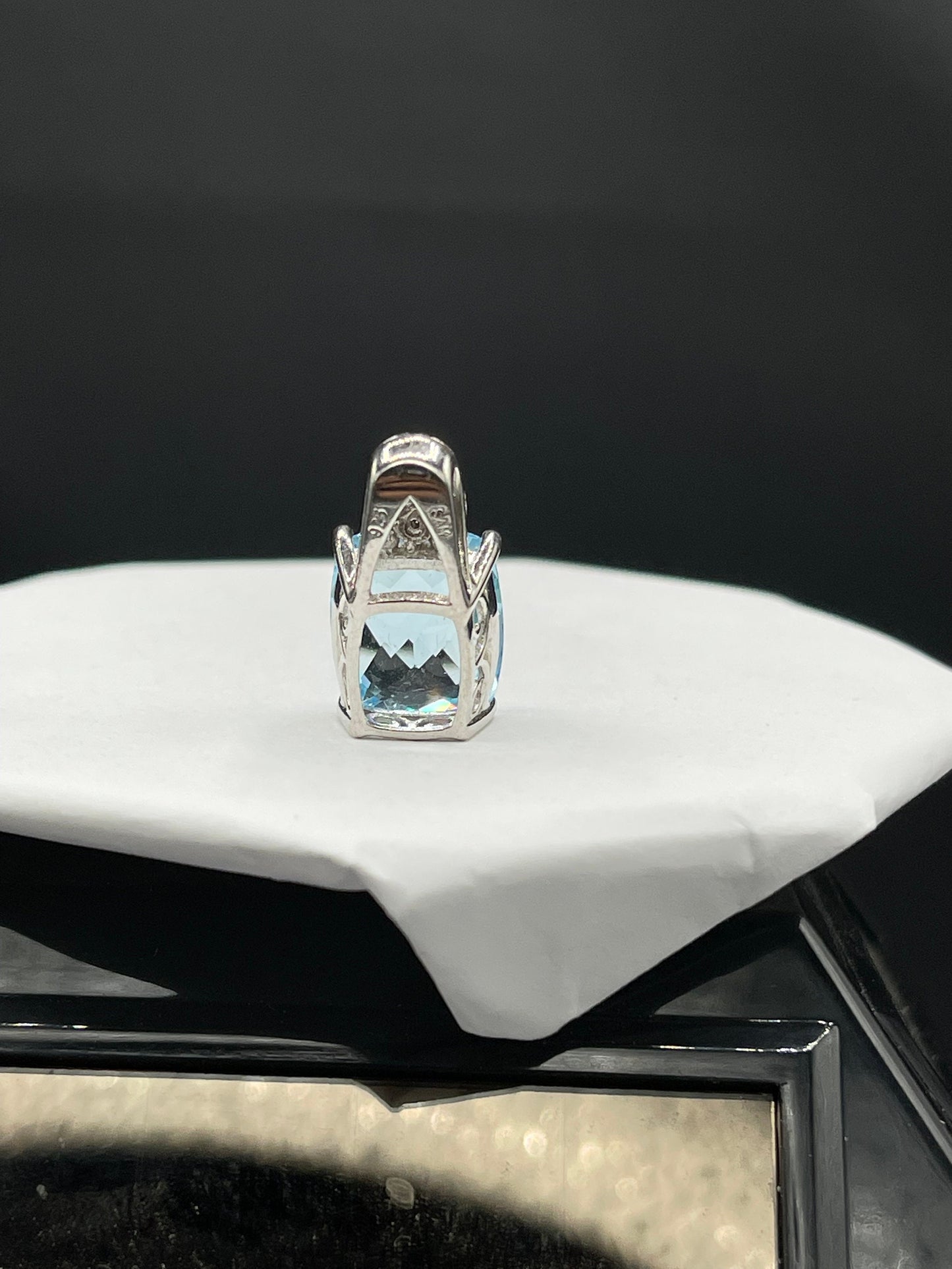 9.49 Carat Blue Topaz & White Topaz Sterling Silver Pendant