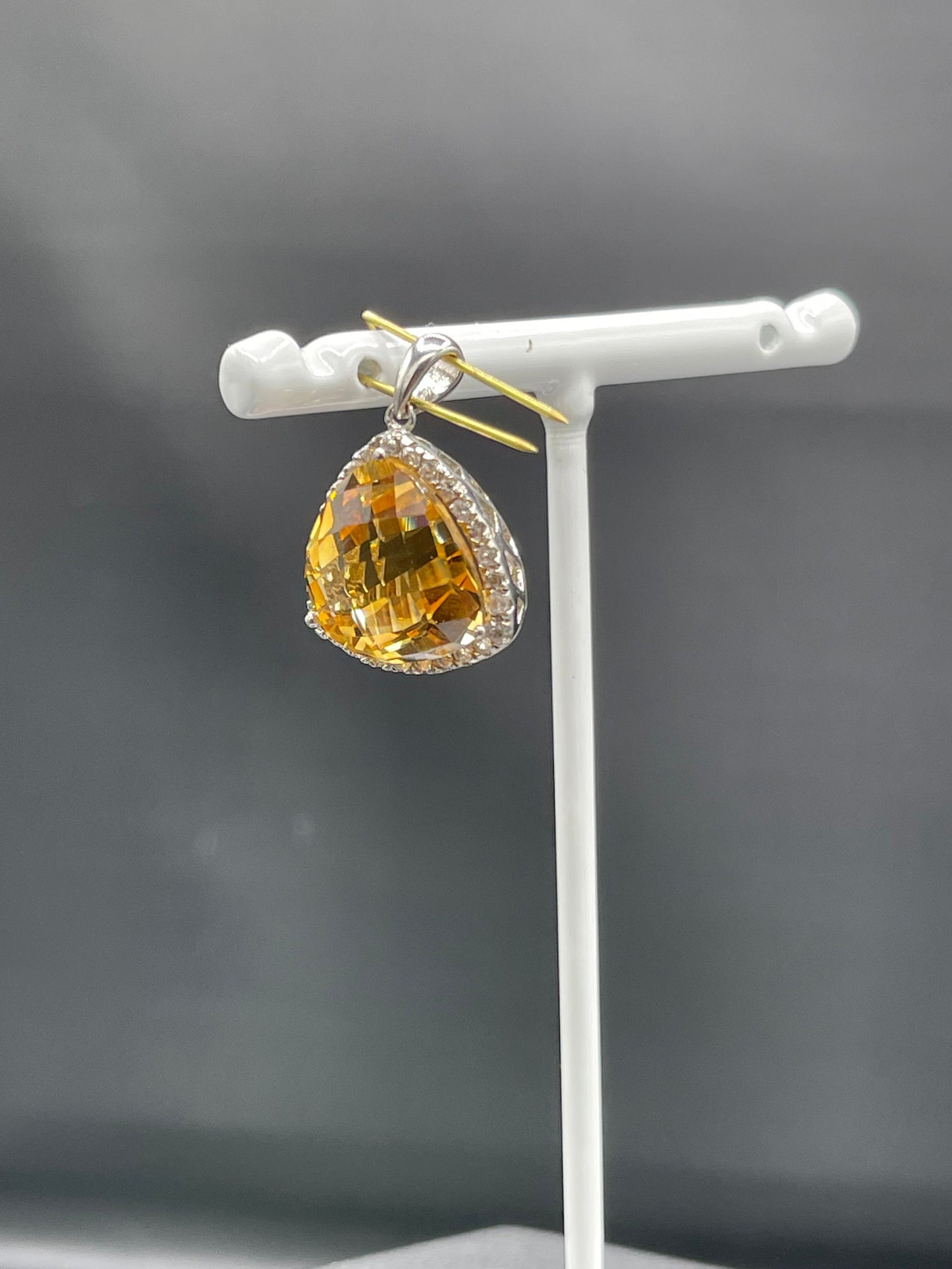 11.50 Carat Citrine & White Topaz Sterling Silver Pendant