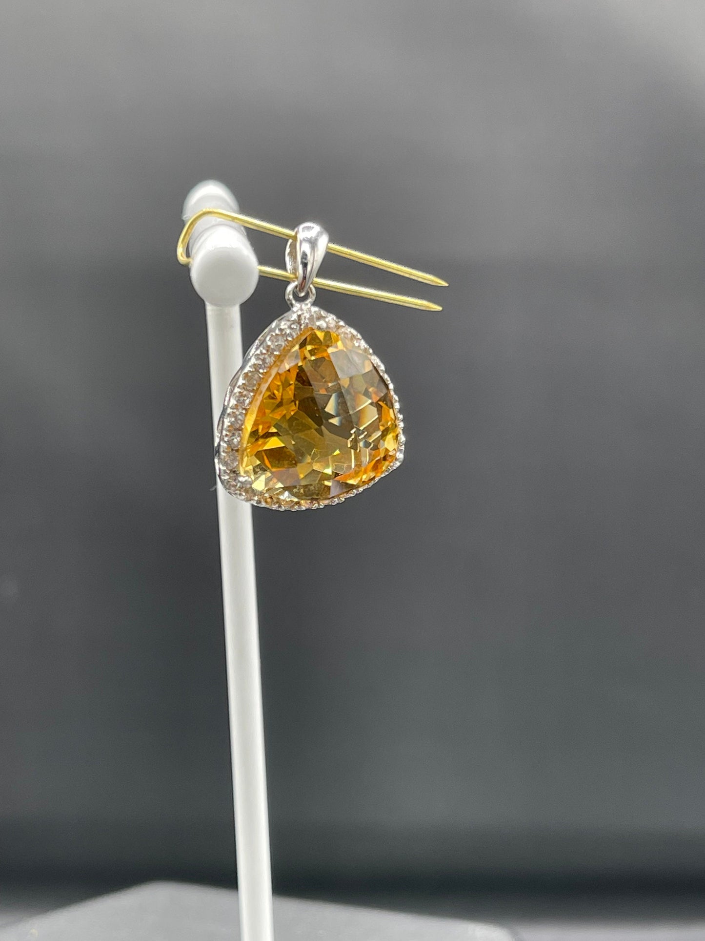 11.50 Carat Citrine & White Topaz Sterling Silver Pendant