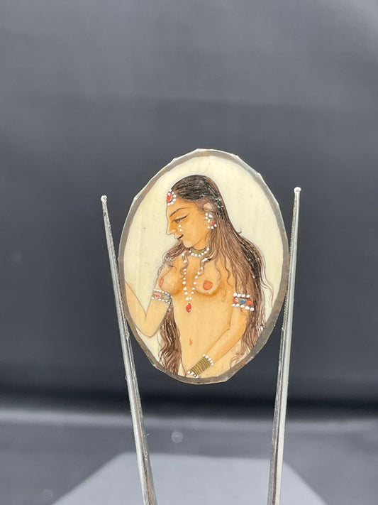 Erotic Indian Miniature Ivory Art Hand Painting