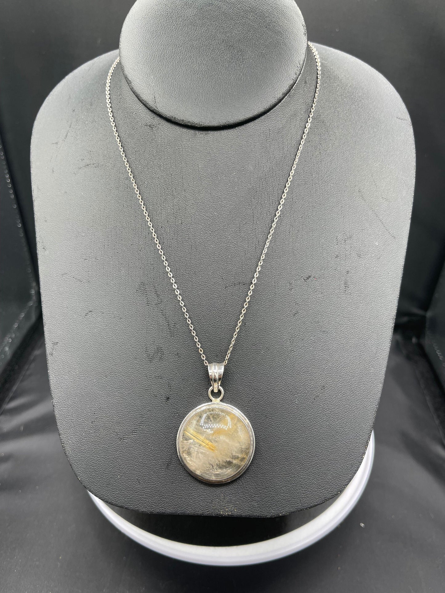 Natural Rutile Quartz Sterling Silver Pendant & Necklace