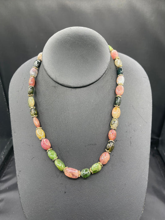 Natural Multicolor Tourmaline Vermeil Choker Necklace