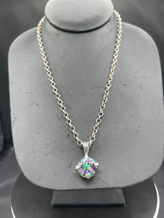 Mystic Topaz Sterling Silver Chain Necklace