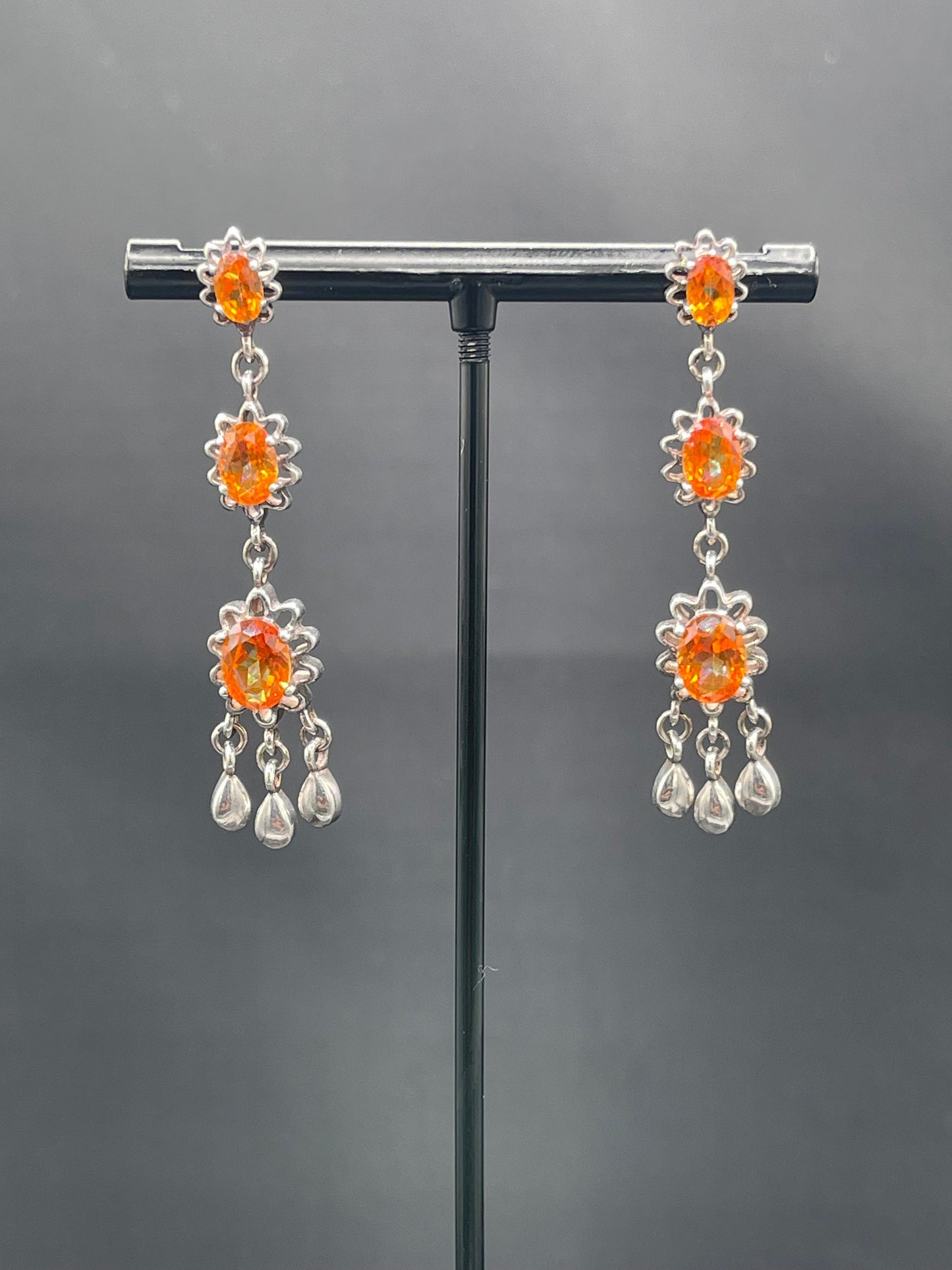 Sunset Orange Mystic Topaz Sterling Silver Dangle Earrings