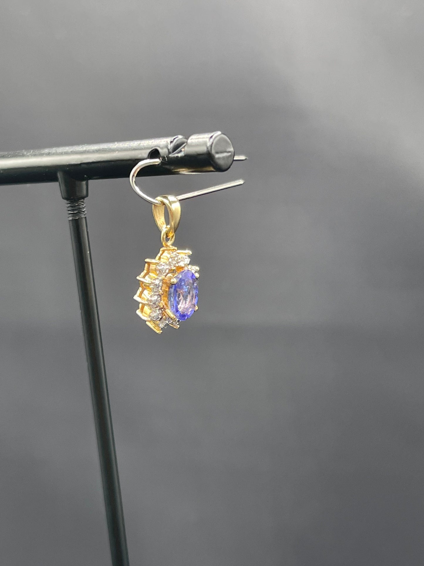 Natural Tanzanite & Diamond 14k Yellow Gold Pendant