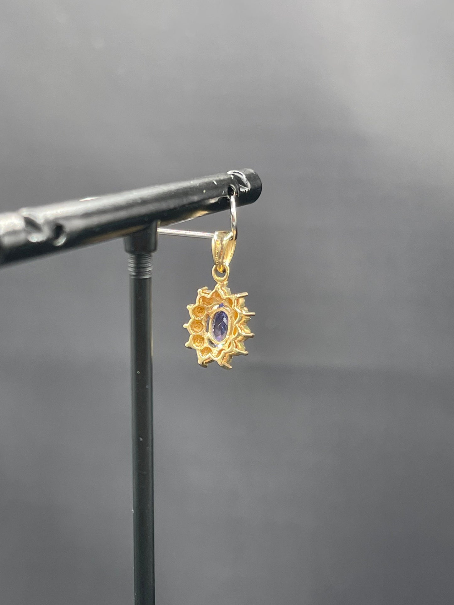 Natural Tanzanite & Diamond 14k Yellow Gold Pendant
