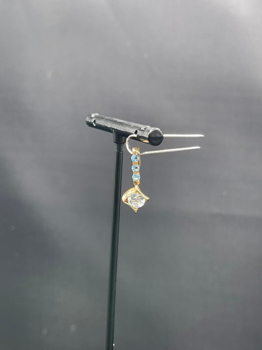 Blue Topaz Slide 14K Yellow Gold Pendant