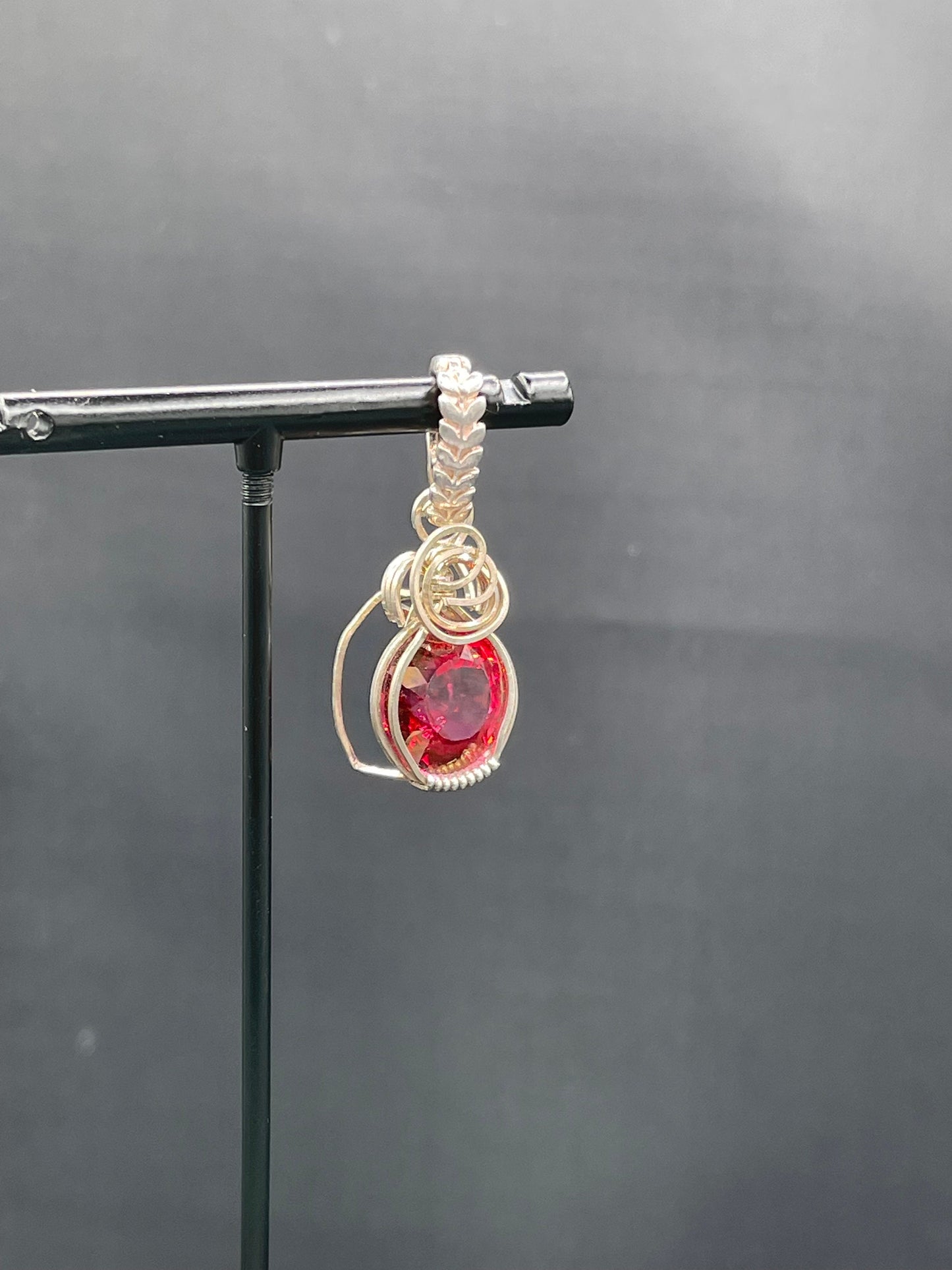 Fire Mystic Topaz Sterling Silver Wire Wrapped Enhancer Pendant