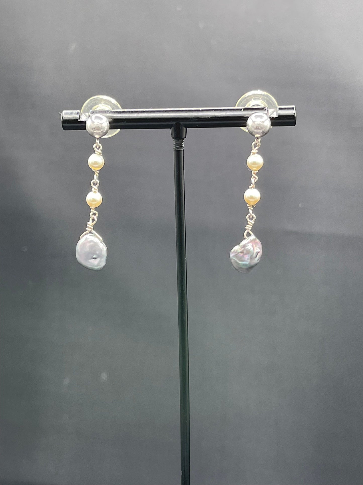 Natural Baroque Freshwater Pearl Sterling Silver Dangle Earrings