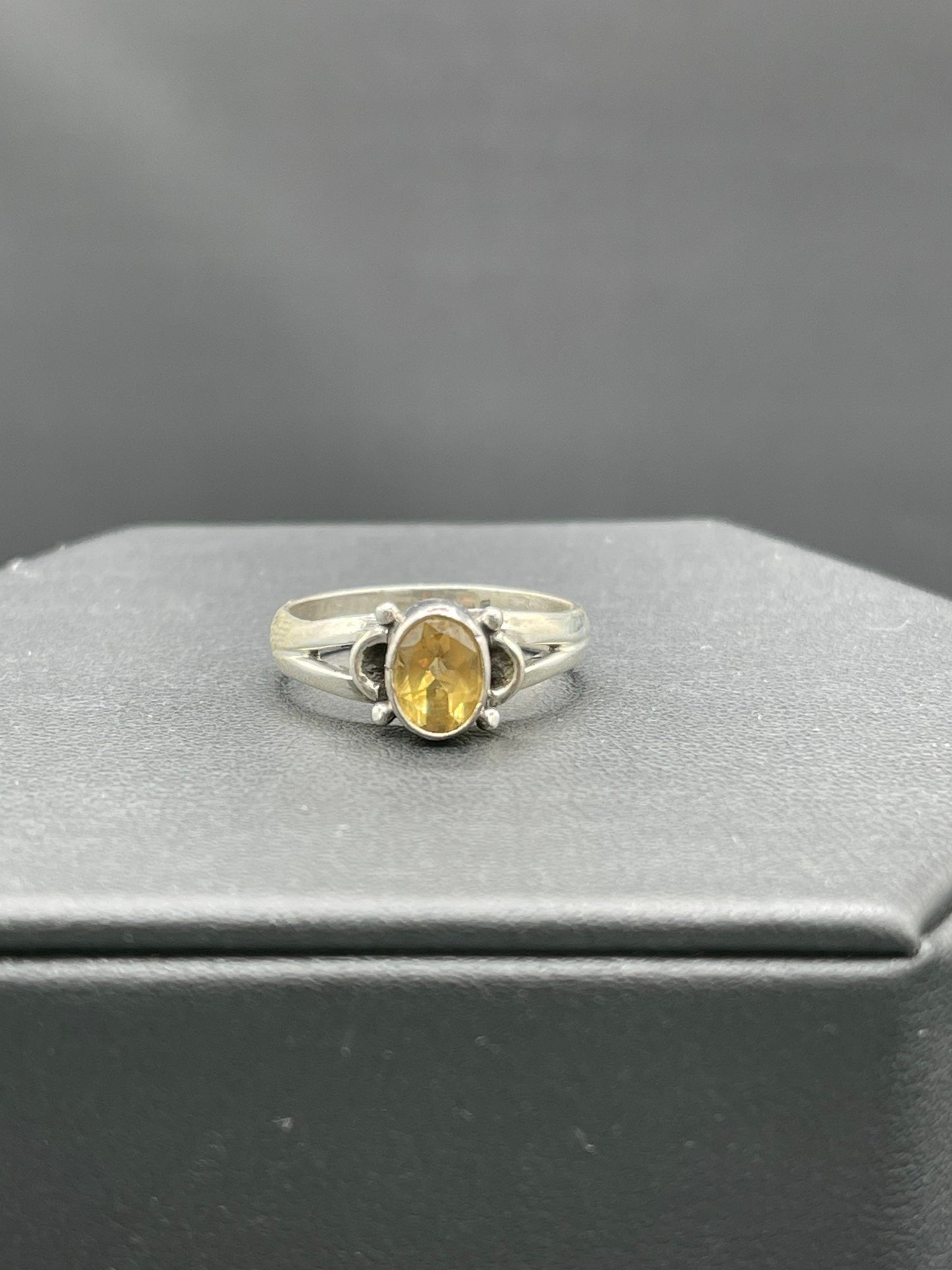 Natural Citrine Sterling Silver Ring (Size 8.75)