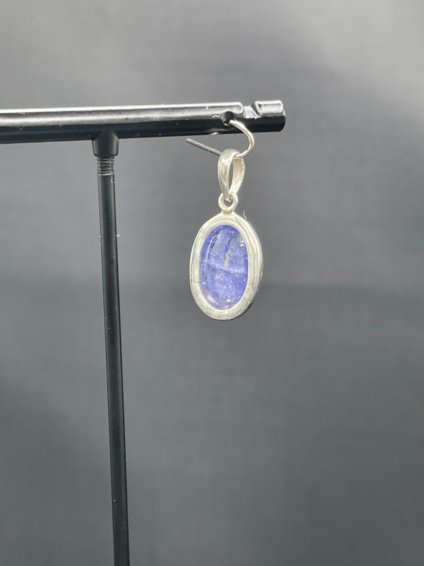 Natural Tanzanite Cabochon Sterling Silver Pendant