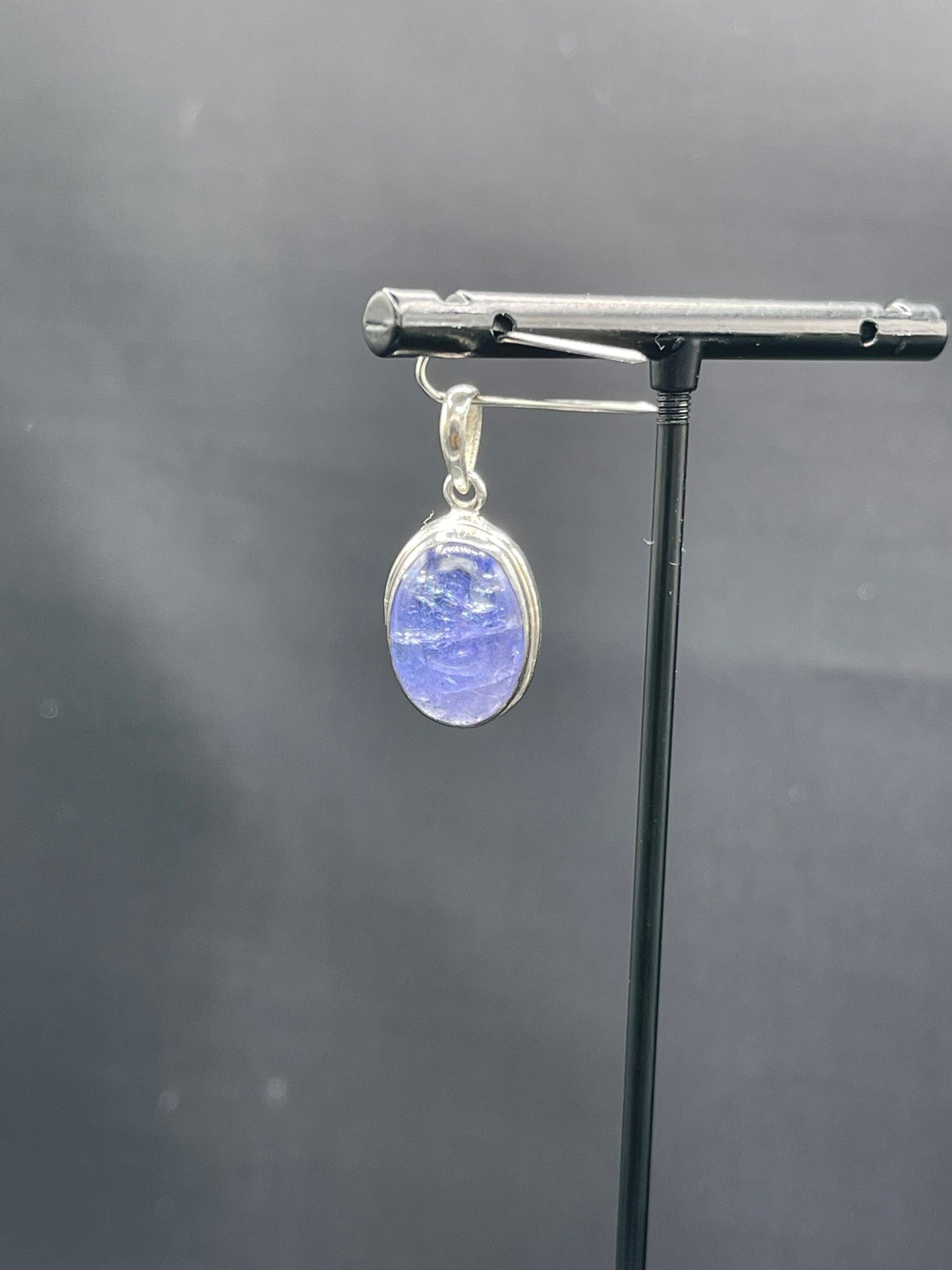 Natural Tanzanite Cabochon Sterling Silver Pendant